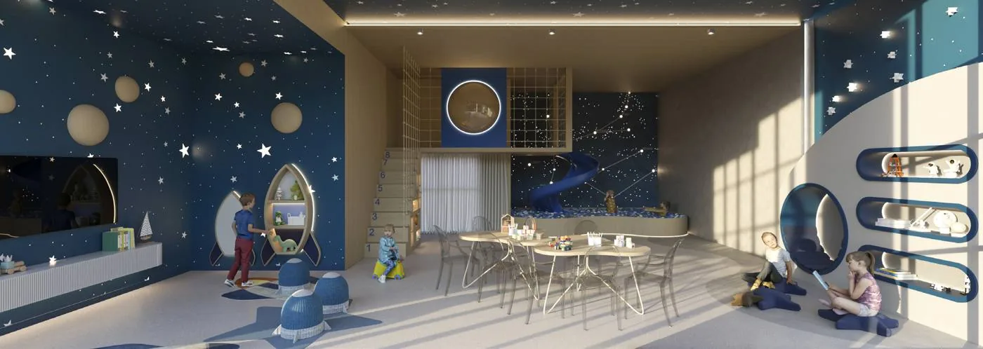 Espaço kids com escorregador